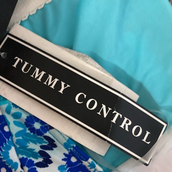 NWT La Blanca Size 10 Blue and Orange One Piece Swimsuit w/ Plunging V-Neckline - Picture 9 of 12